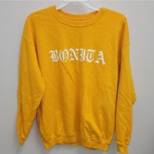 VIVA LA Bonita Crewneck Sweatshirt Yellow Large 100 Cotton